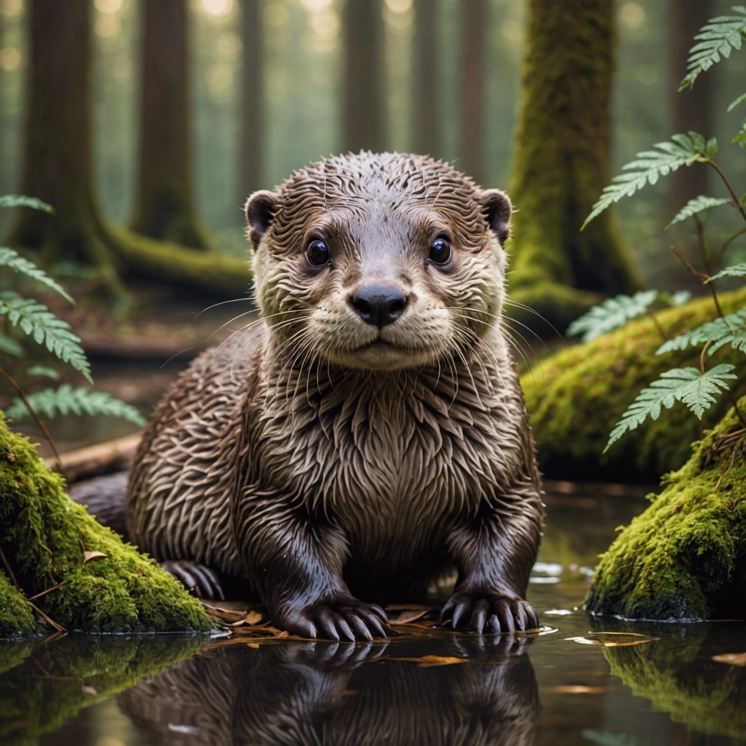 As realistic as possible Otter looking into the camera!