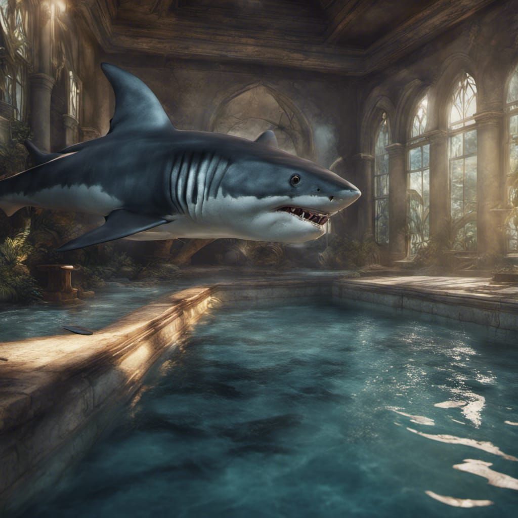 Shark in a Pool: Detailed Matte Painting