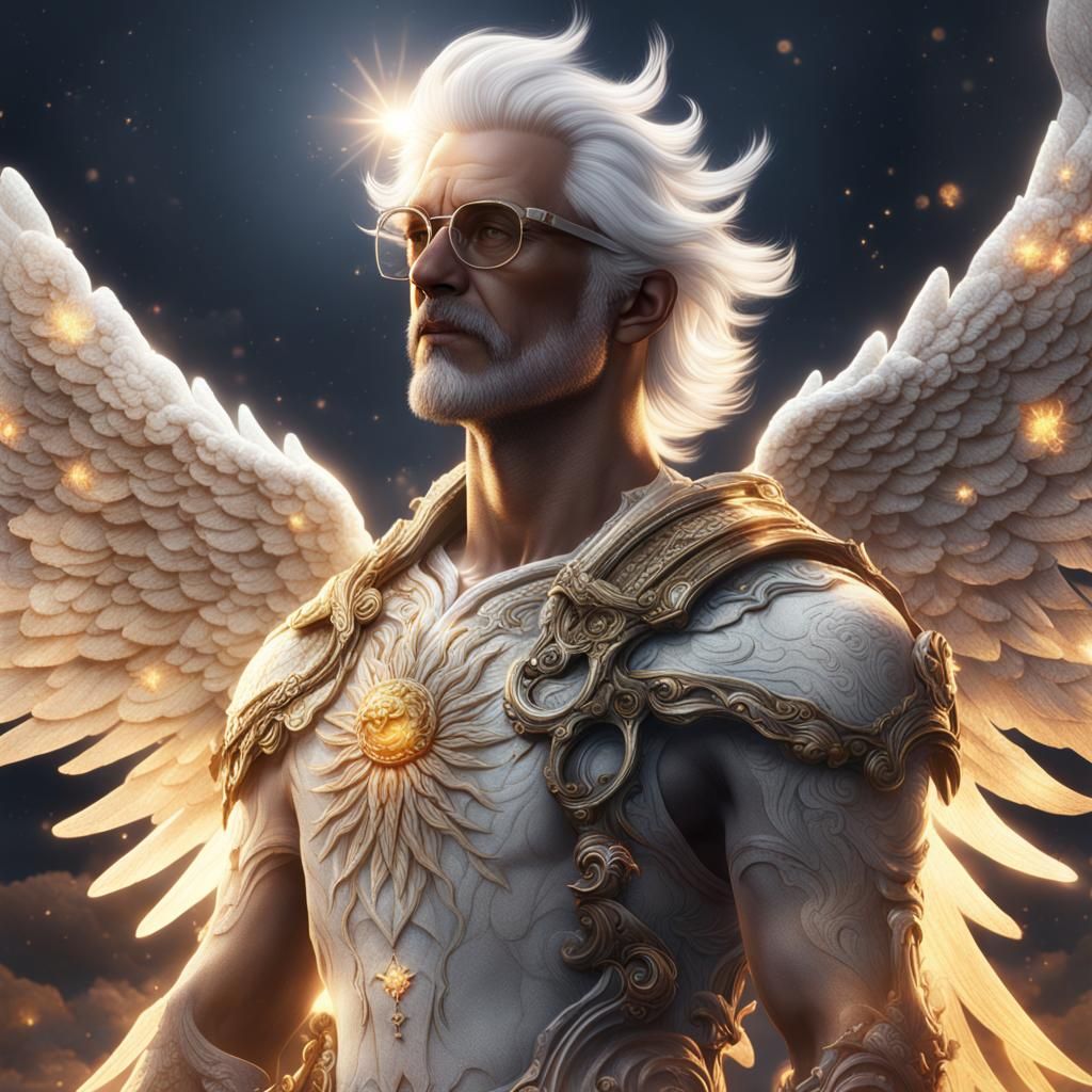 Angelic Sun and Dark-Haired Angel: Fantasy Concept Art