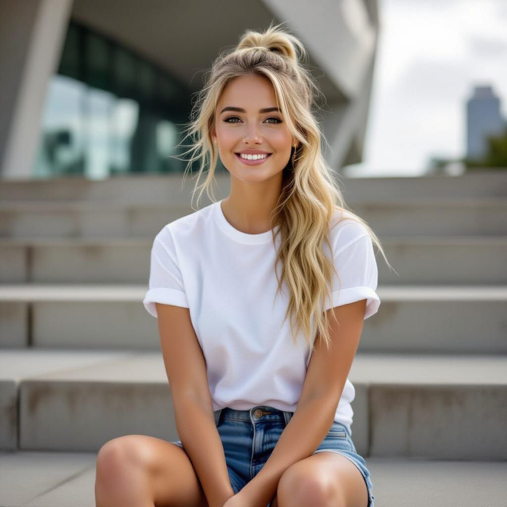 Blonde Woman Portrait at Museum of Contemporary Art