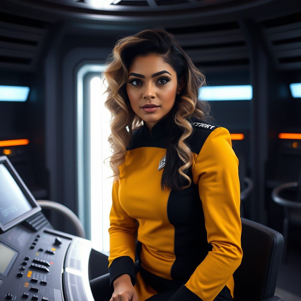 Starfleet Engineer in Cosmic Noir Style