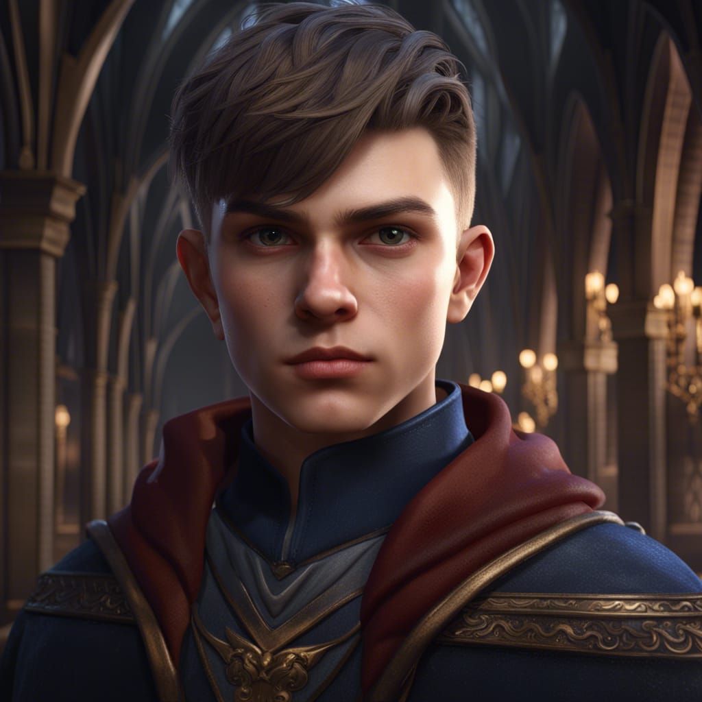 Muscular Hogwarts Boy: Detailed Fantasy Concept Art
