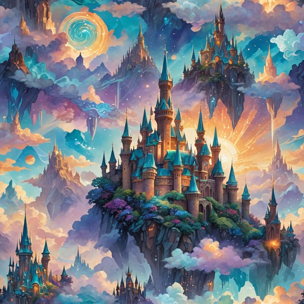 Ethereal Crystal Castles in the Sky