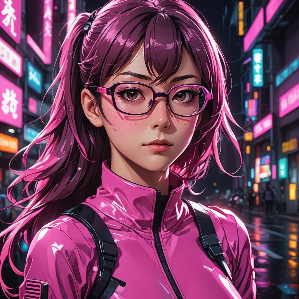 Mari Makinami Portrait in Cel-Shaded Anime Style