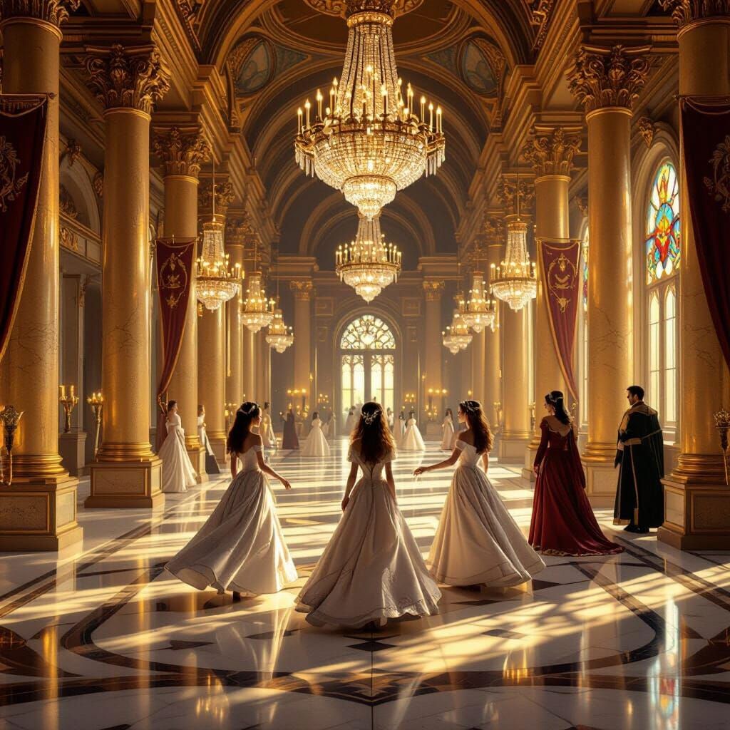 Royal Family Scene in Golden Palace Hall