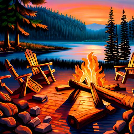 Cozy Campfire at Twilight in Forest