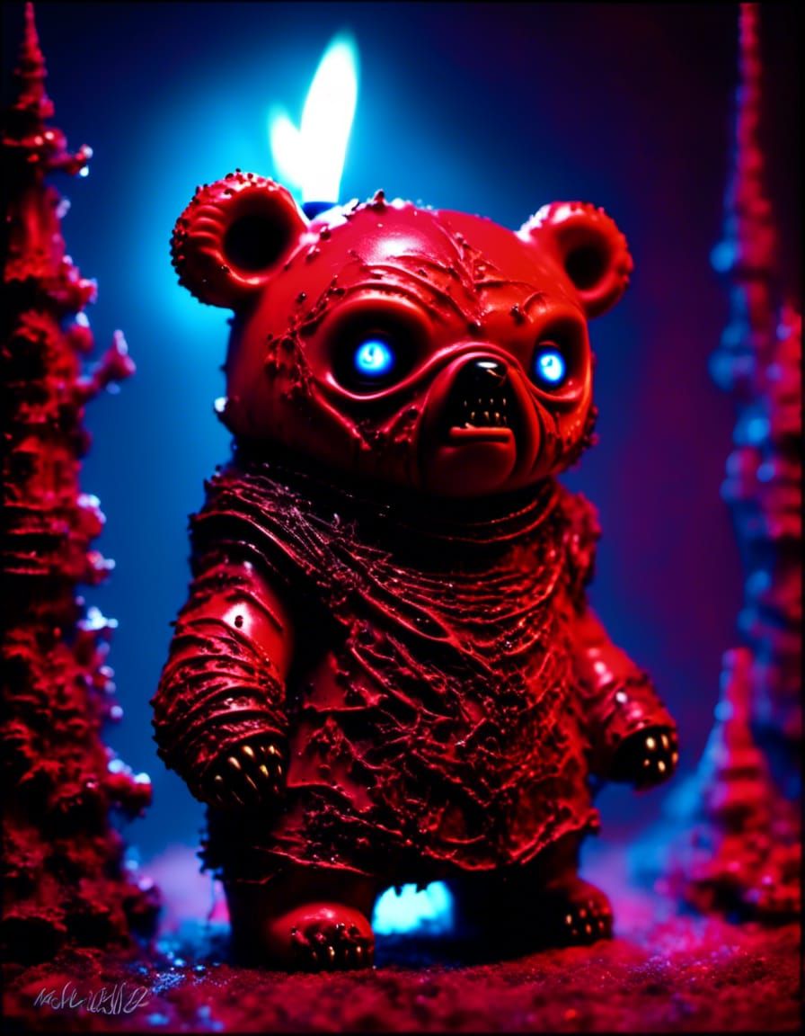 Microphotograph Portrait of an Evil Chibi Imp Bear