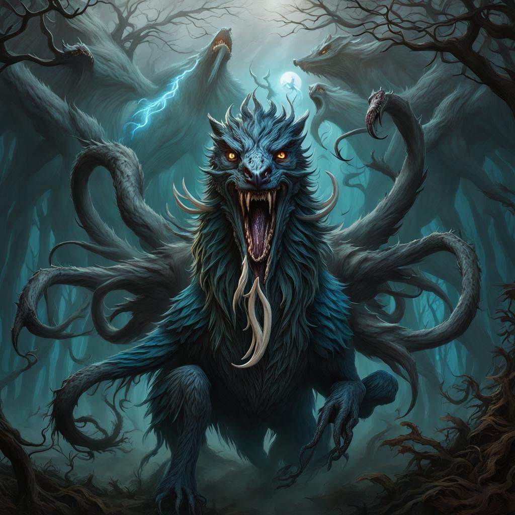 Eldritch Wendigo Griffon: A Gothic Horror Creature