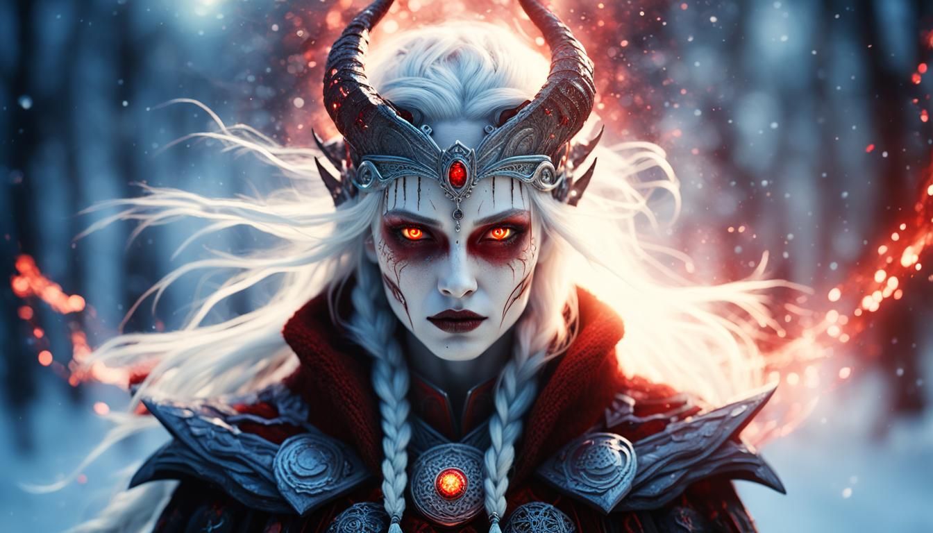 Skadi, Winter Goddess, in a Horror Cosmos Aesthetic