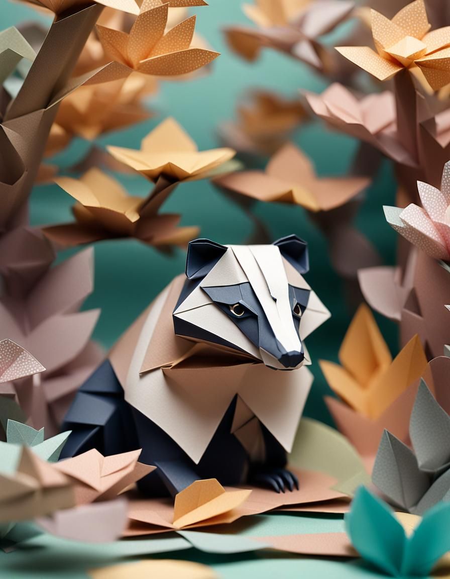 Origami Badger in Woodland Papercraft