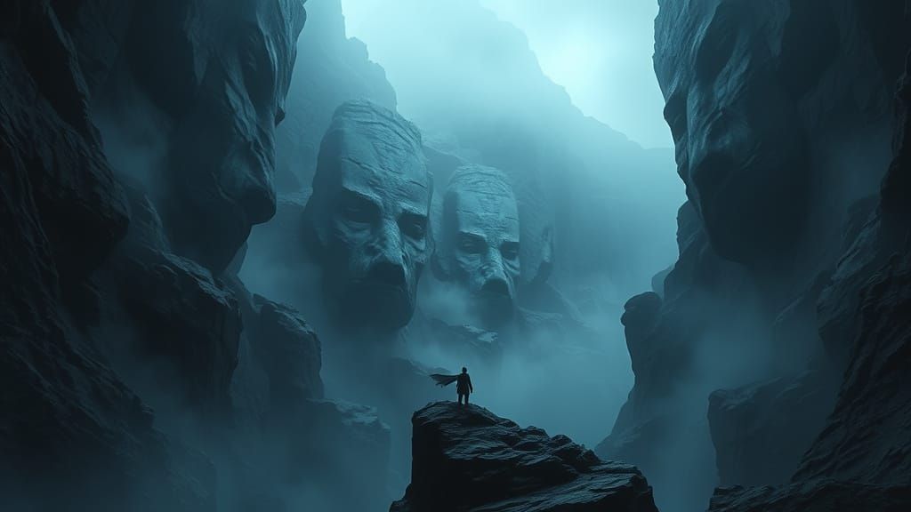Misty Canyon in Forgotten Realm in Dark Fantasy Style