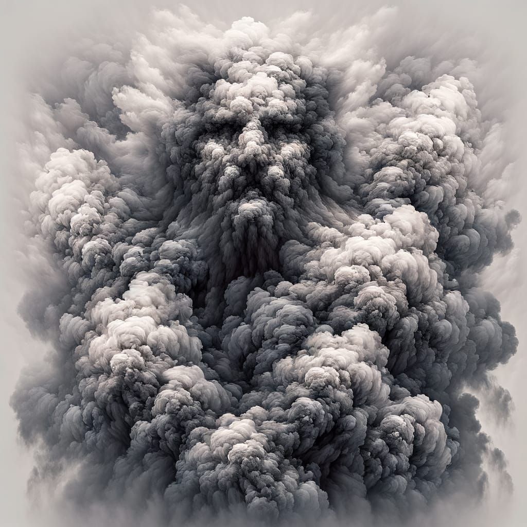 Mysterious Figure Emerge from Grey Smoke