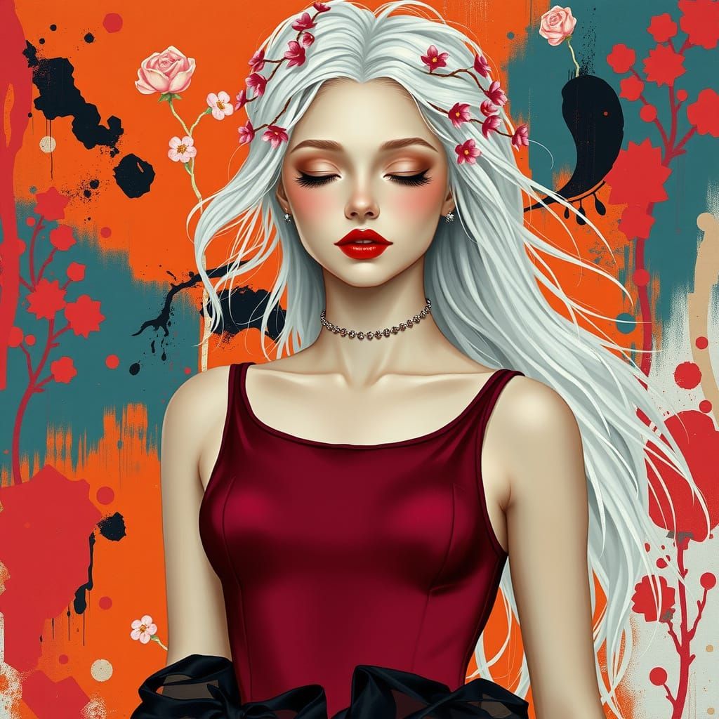 Dreamy Portrait in Vibrant Abstract Style