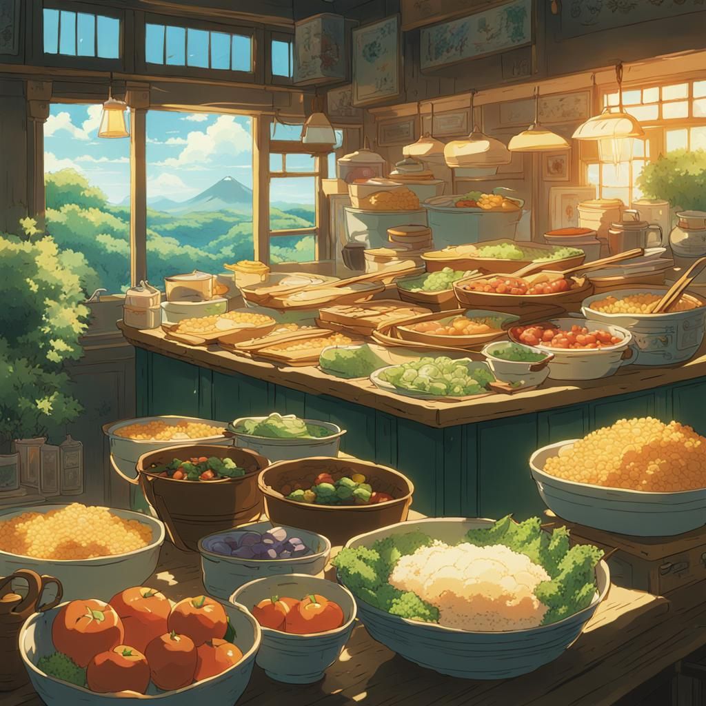Studio Ghibli Style Food Illustration