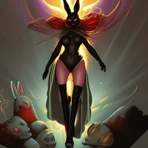 Evil Anthro Bunny Sorceress in Comic Book Art