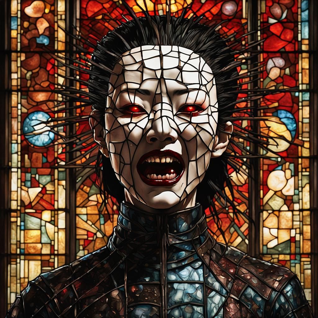 Asian Female Pinhead Screaming in Pain