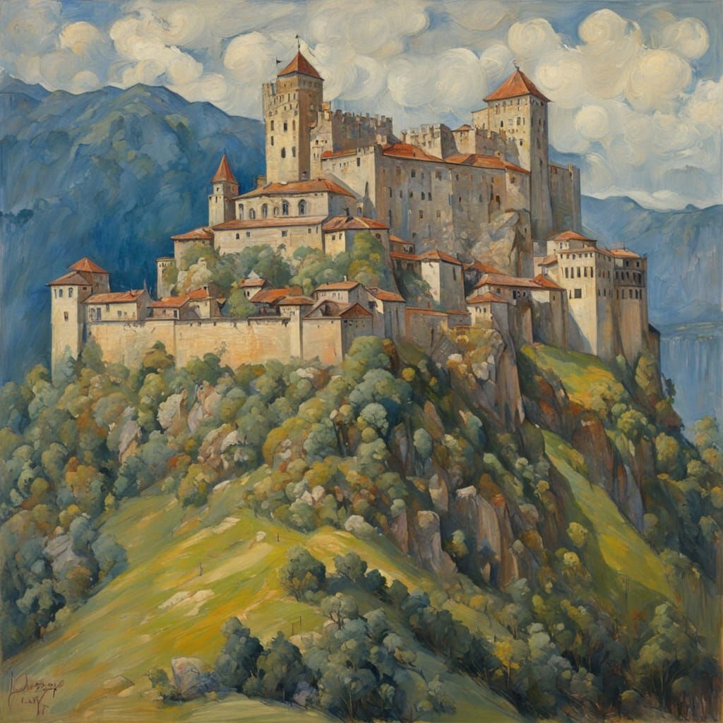 Castle in the Style of James Gurney's Oil Paintings