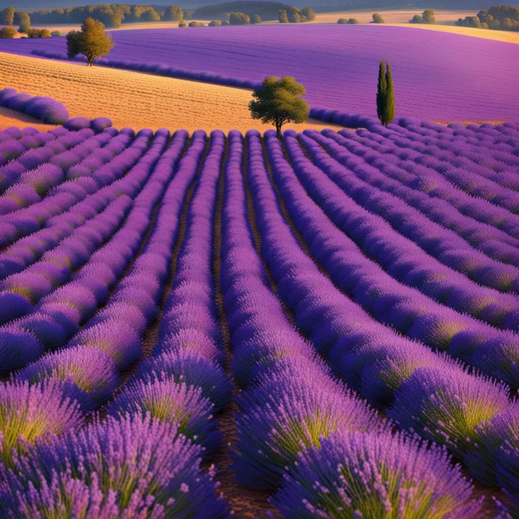 Lavender Field in Provence as Impressionist Painting