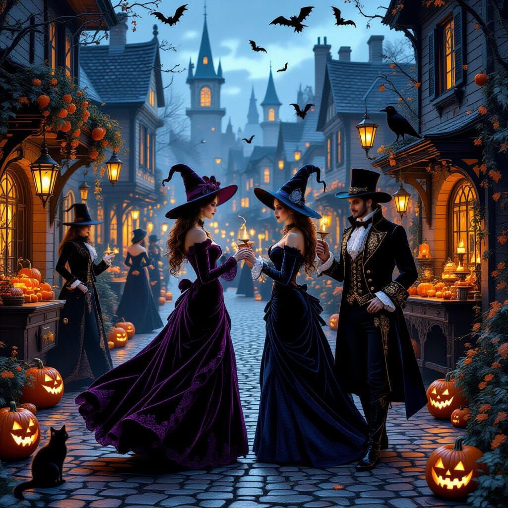 Victorian Gothic Halloween Town at Twilight