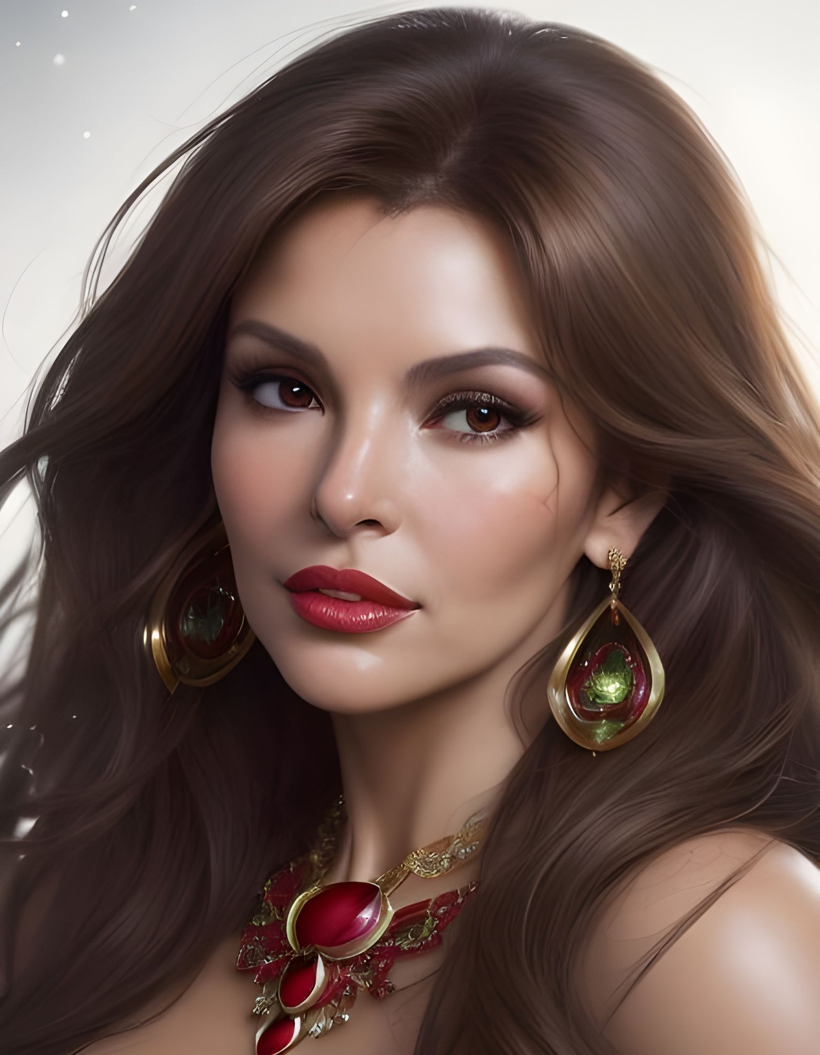 Raquel Welch Portrait with Christmas Jewelry