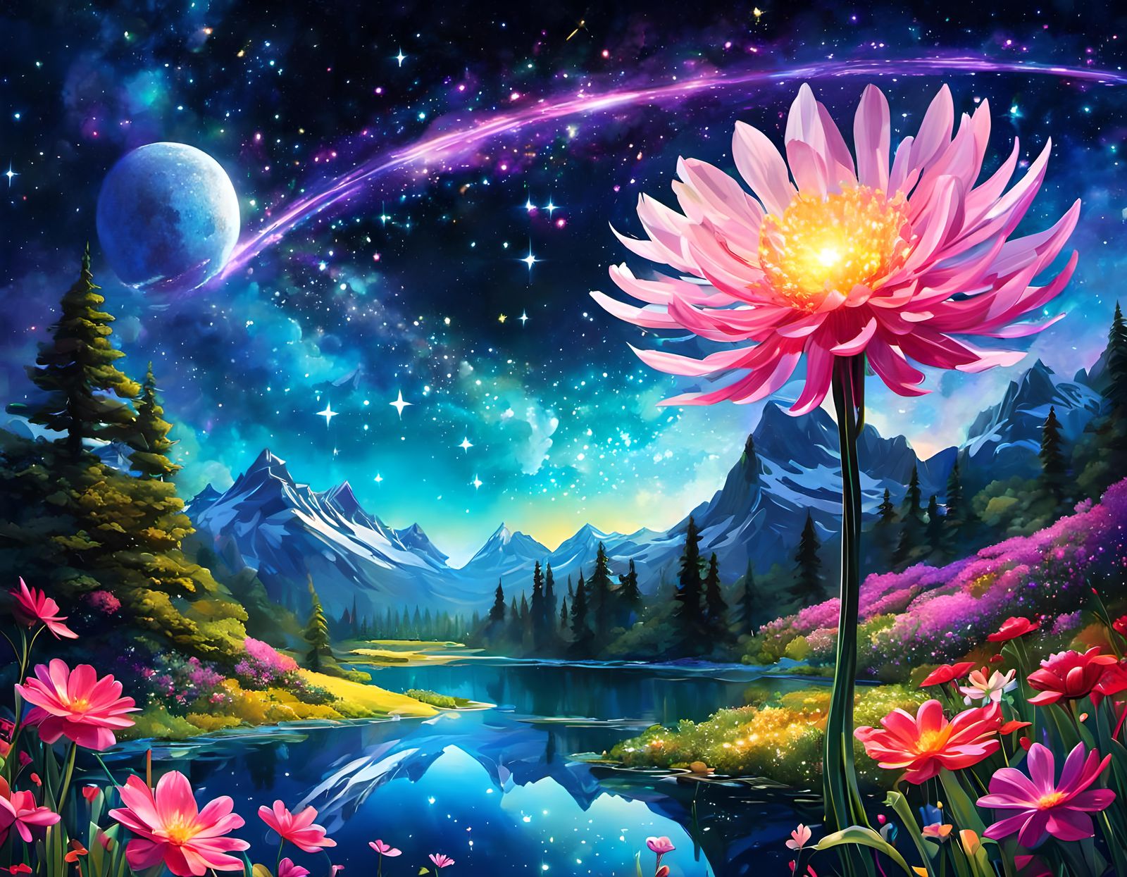 Sci-Fi Spring Galaxy Adventure in Anime Style