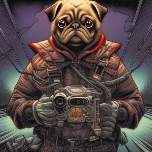 Pug in Comic Book Art Style