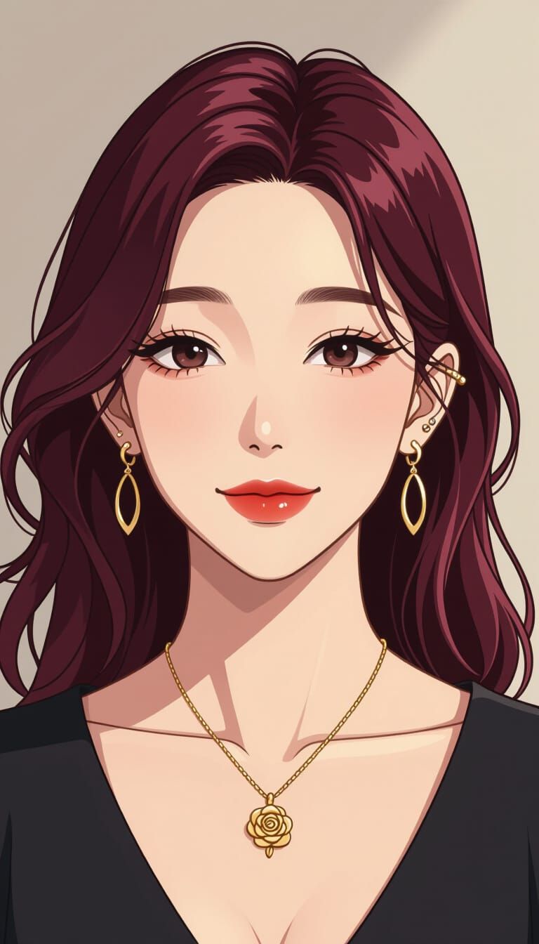 Intense Portrait of Woman in Manhwa Style