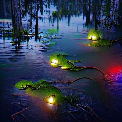 Eerie Swamp Lights in Gothic Style