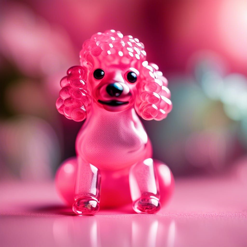 Elegant Pink Glass Poodle Figurines in Photo