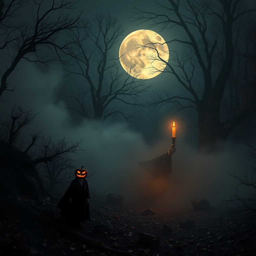 Halloween Eve Encounter in Gothic 3D Style