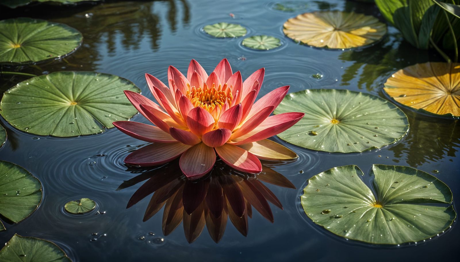 Serene Deep Red Lotus in Photorealistic Bloom