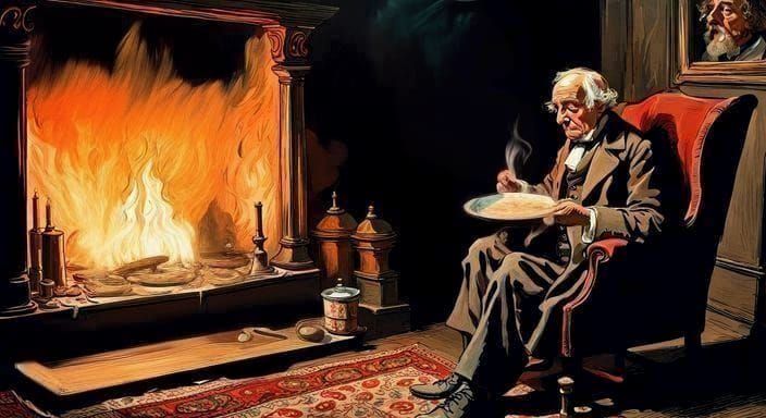 Ebenezer Scrooge eating his oatmeal… A Christmas Carol by Charles Dickens