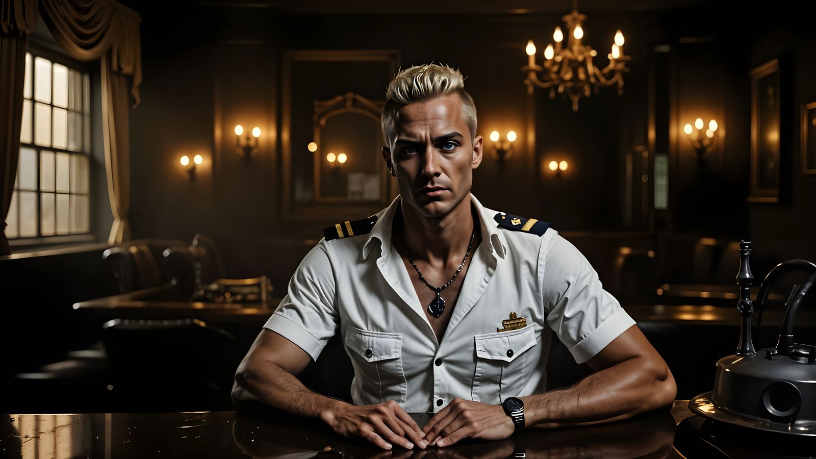 Steampunk Sailor in Cinematic Horror Bar