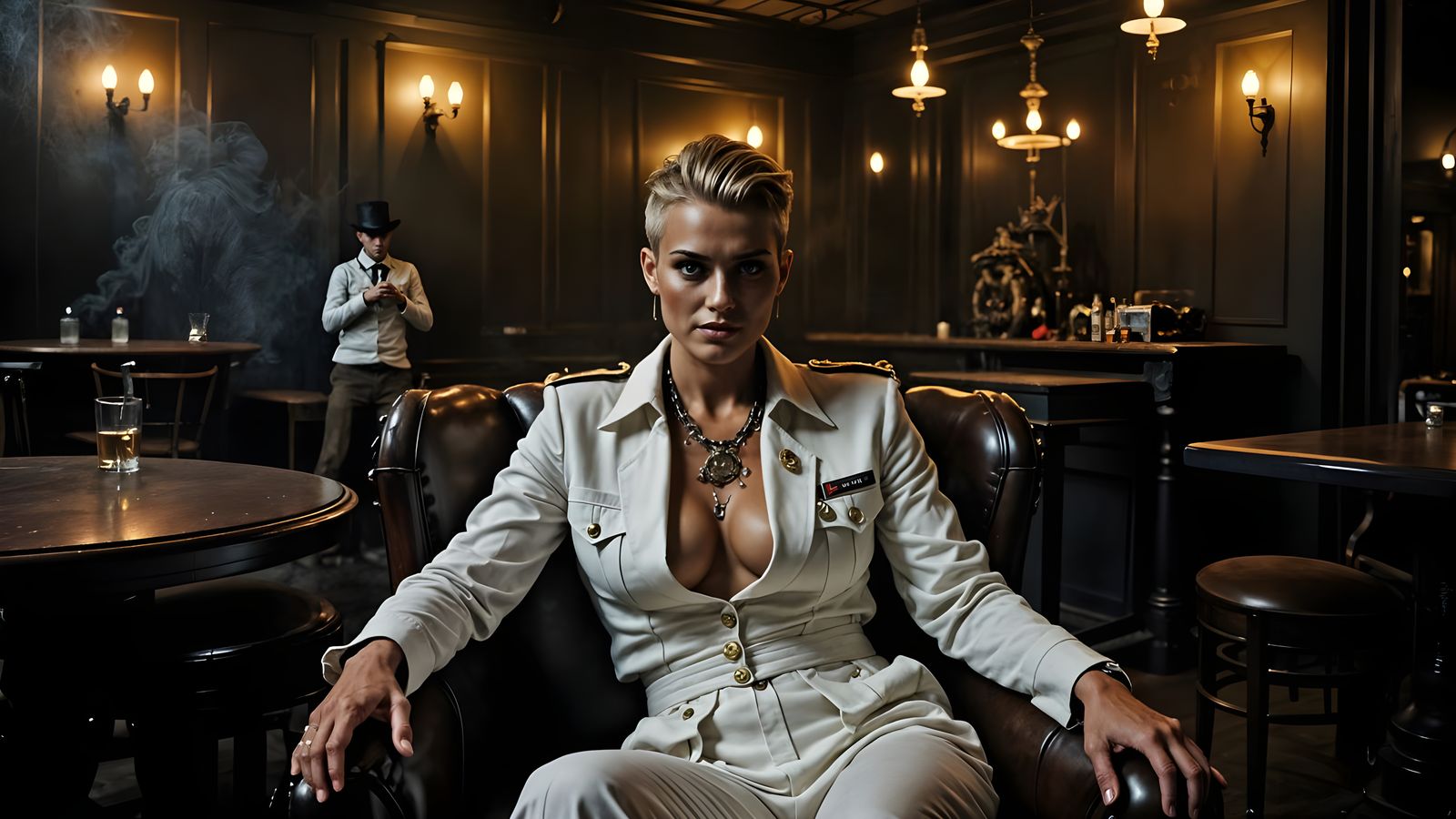 Steampunk Sailor in Cinematic Horror Scene