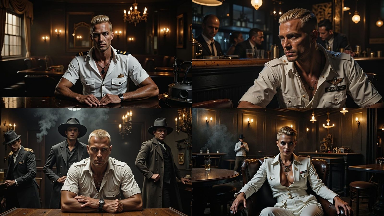 WWI Sailor in Steampunk Bar, Cinematic Portrait