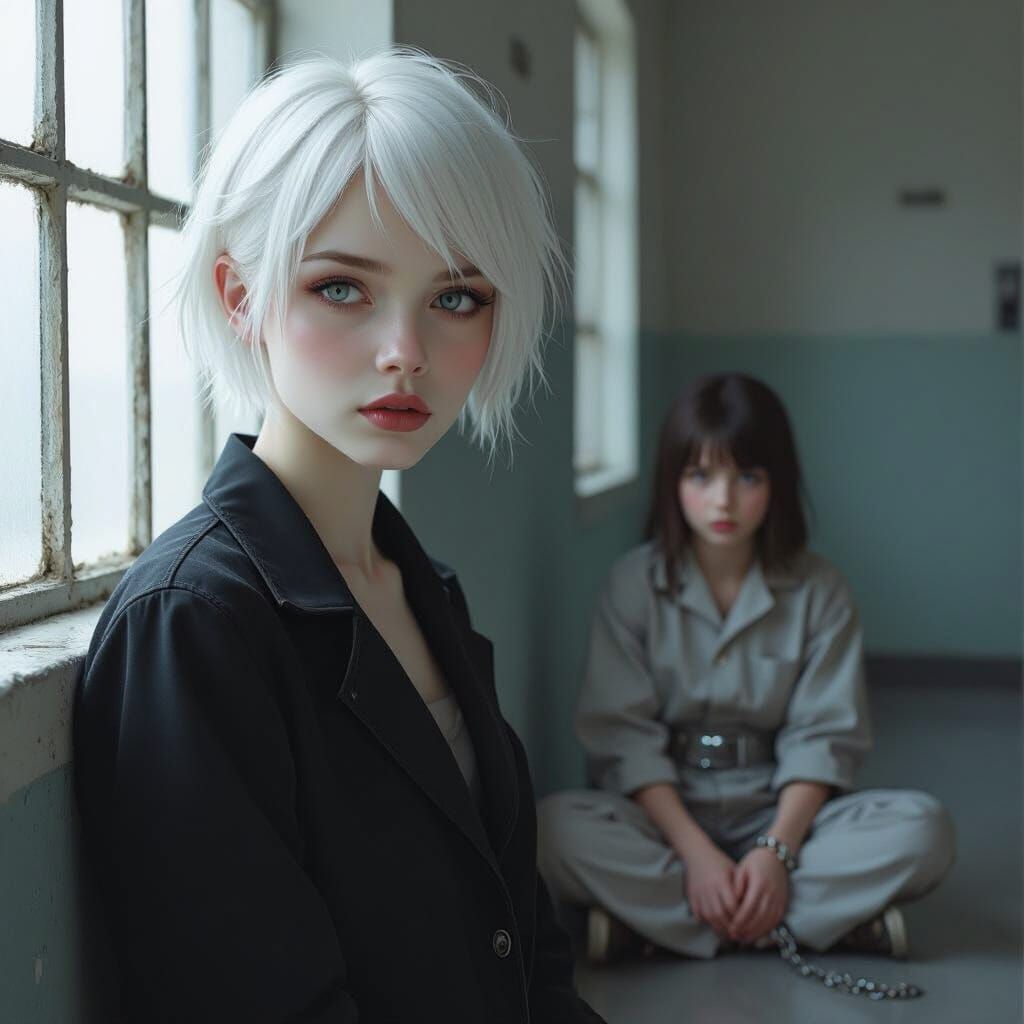 Albino Woman in Dark Realism Style