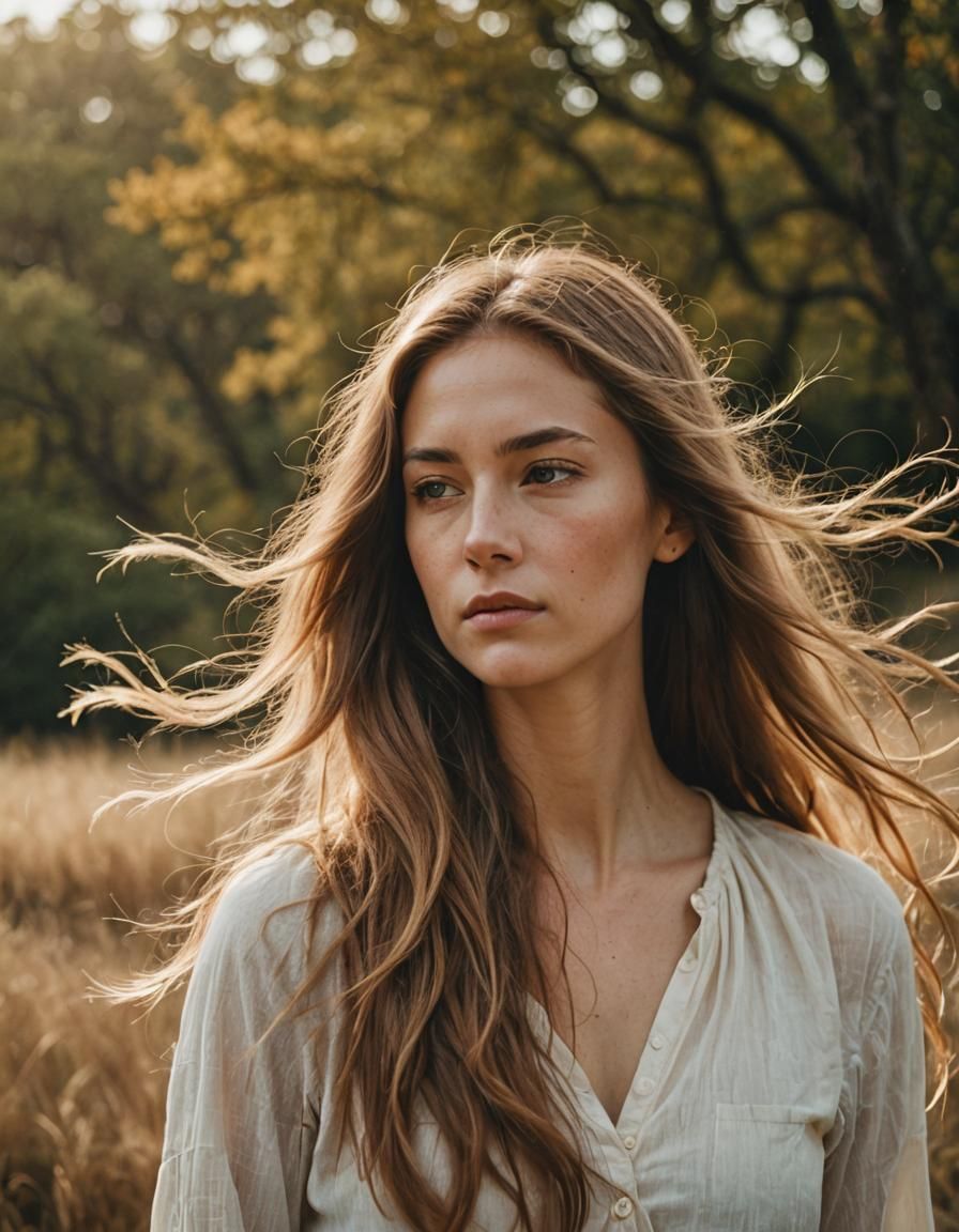 Woman with Flowing Hair: Fujifilm Portrait Photography