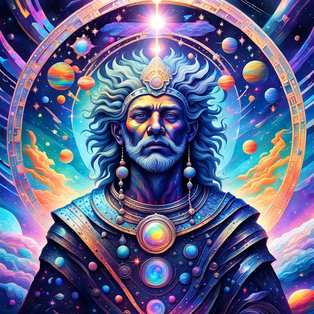 Holographic Cosmic Well, Astral Mixed Media Illustration