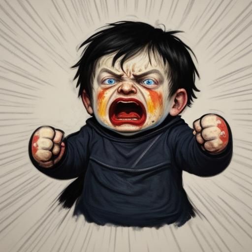 Toddler's Tantrum in Expressionist Style