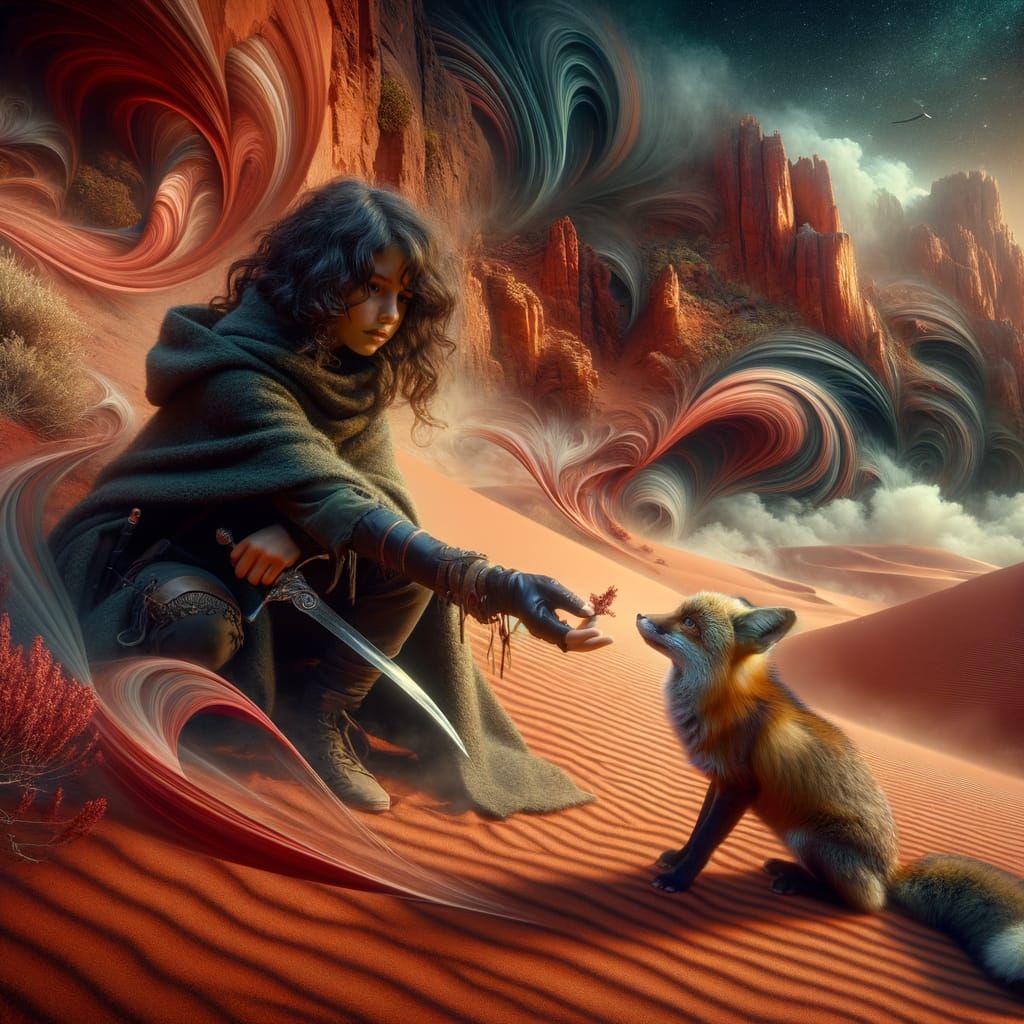 Crysethe lures a scared dune fox, which she names Drupchak a...