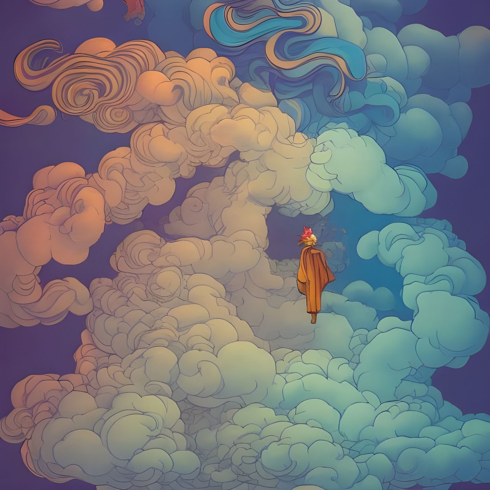Surreal Face in Cloud Inspired by Classic Illustration