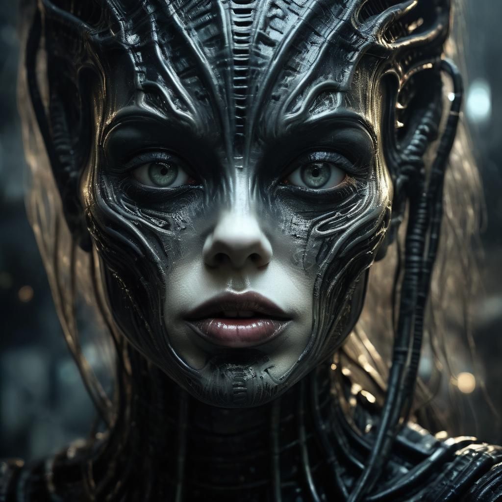 Woman Kissing Camera in Dark Romanticism Style