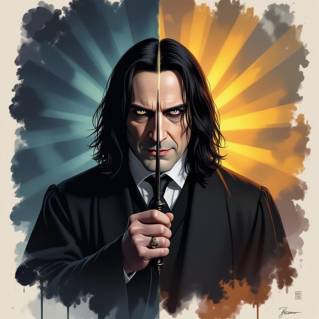 Severus Snape Duality: Oil Painting Cinematic Poster