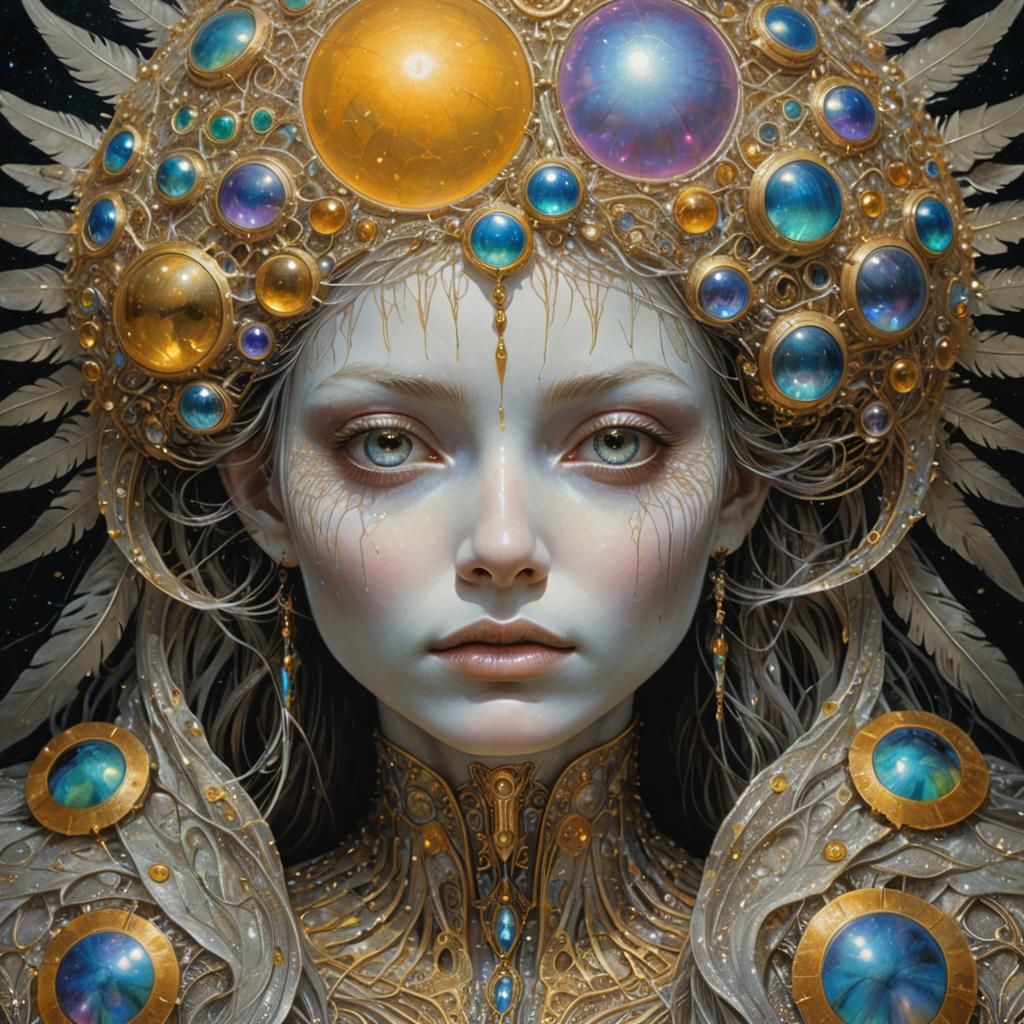 Ethereal Being at Intergalactic Event in Surreal Style