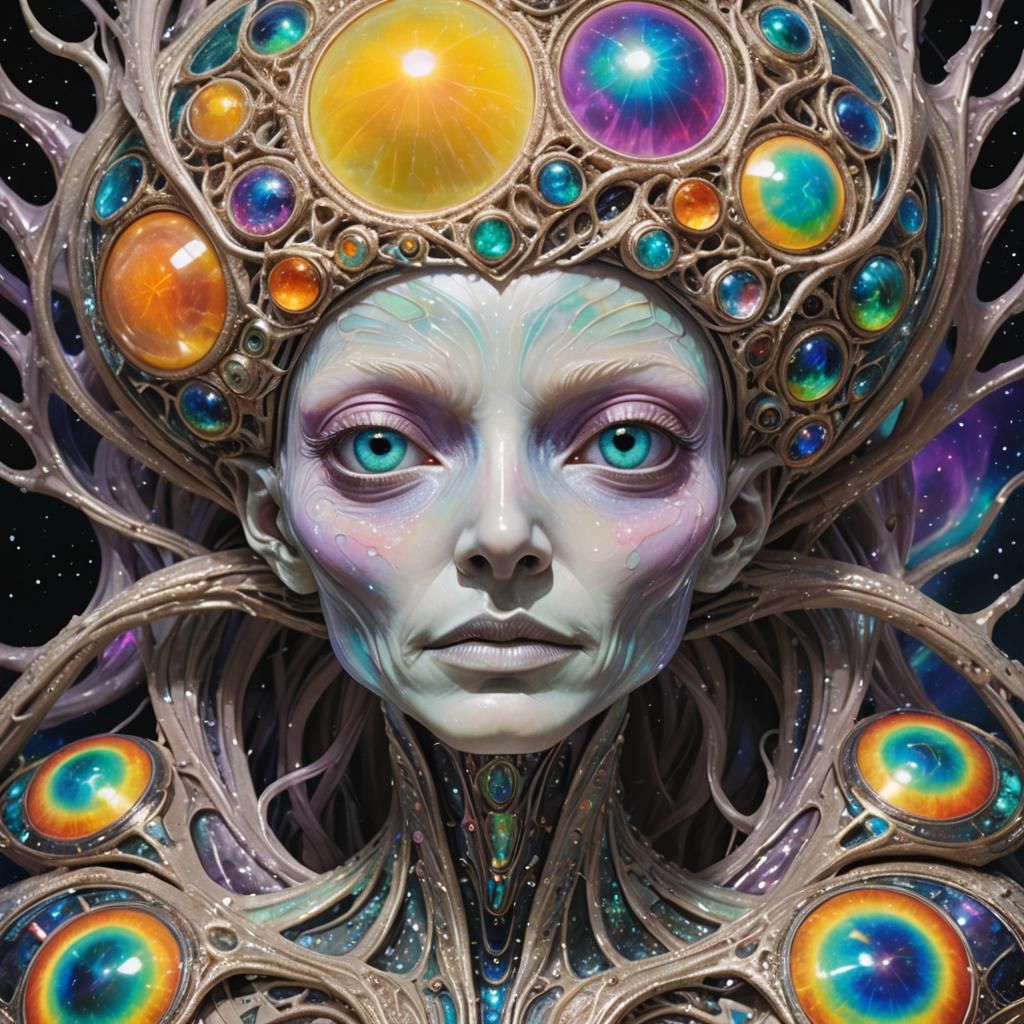 Alien Delegate in Crystalline Attire Before Aurora