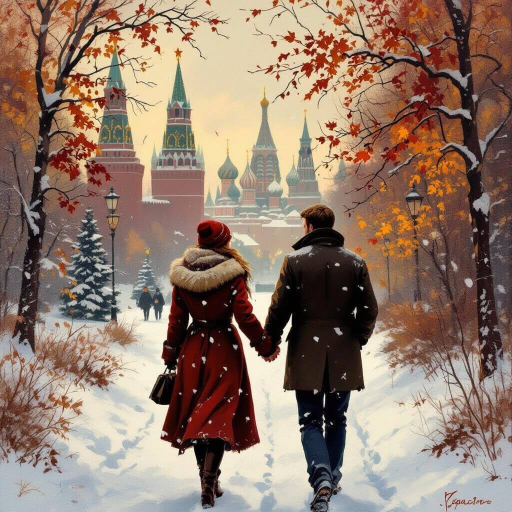 Autumn Romance in Snowy Moscow: A Poetic Realism