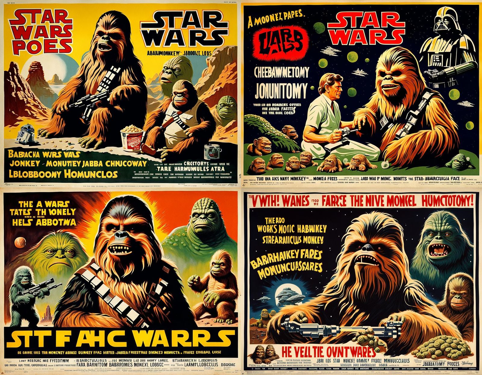 1950s Movie Poster of Star Wars Characters