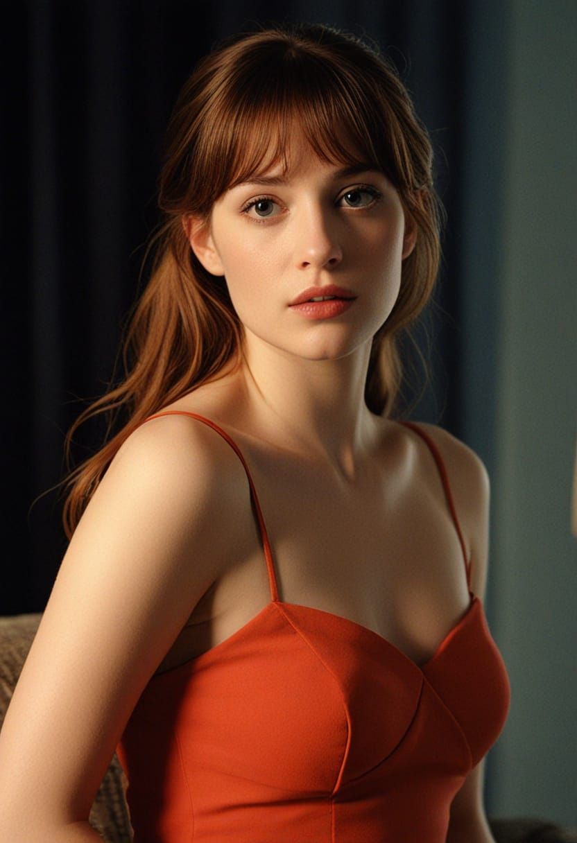 Mysterious Woman in Luxurious, Dimly Lit Setting