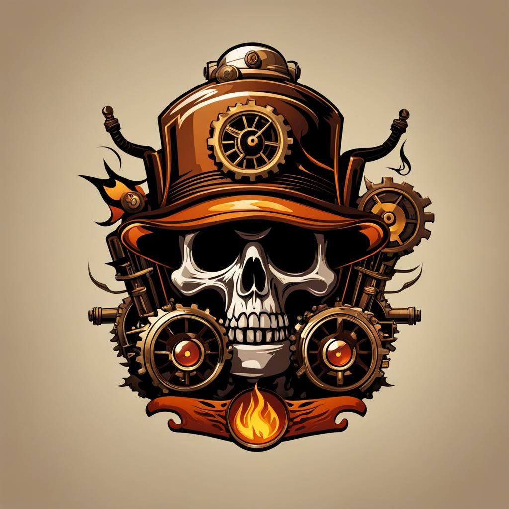 Sad Zombie Burnout in Steampunk Style