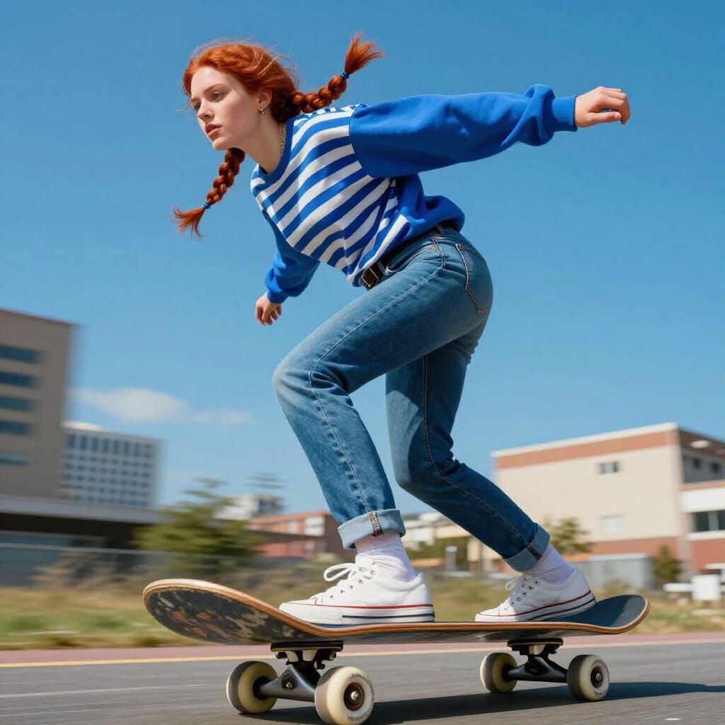 Max on Skateboard in Dynamic Concept Art Style